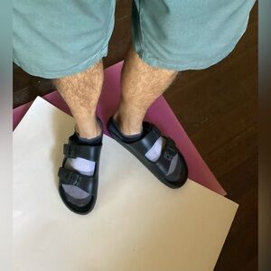 Goodfellow & Co two strap black slides